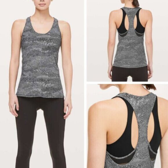 Lululemon Cross Conditioning 2-In-1 Tank In Meisai White Black Luxtreme Size 4 - Picture 1 of 8
